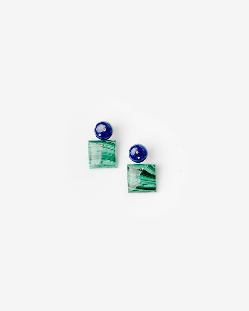 Mobile Earrings in Lapis/Malachite by Jessica Winzelberg at Mohawk General Store