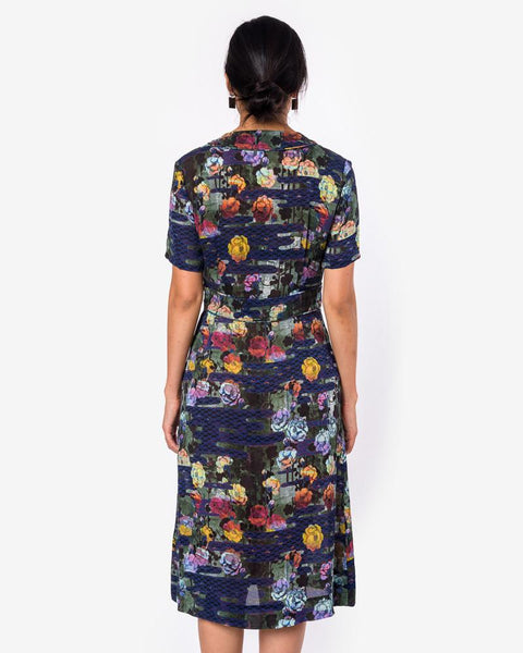 Trapunto Deep V Dress in Rainbow Forest by Raquel Allegra at Mohawk General Store