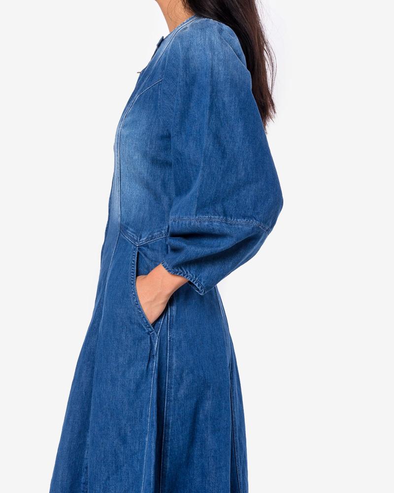 white christmas dresses Dumas Dress in Denim – minimal-theme-fashion