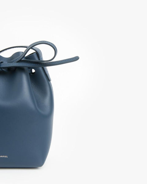 Mini Mini Calf Coated Bucket Bag in Blue by Mansur Gavriel at Mohawk General Store - 2