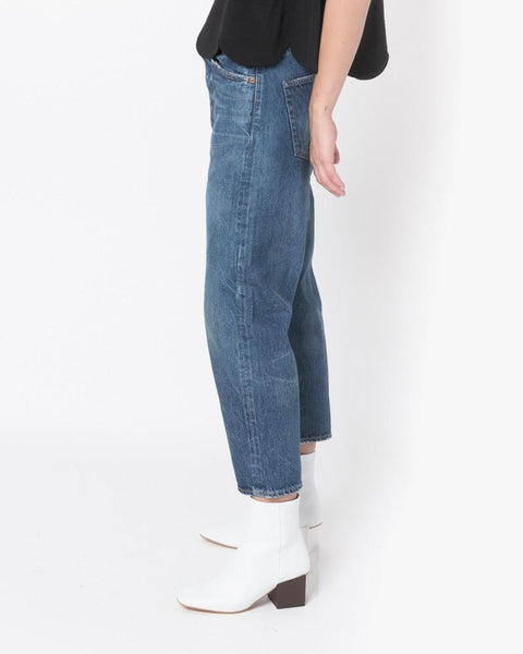 Selvedge Denim Wide Tapered Cut Jeans in Medium Distress by Chimala at Mohawk General Store - 3