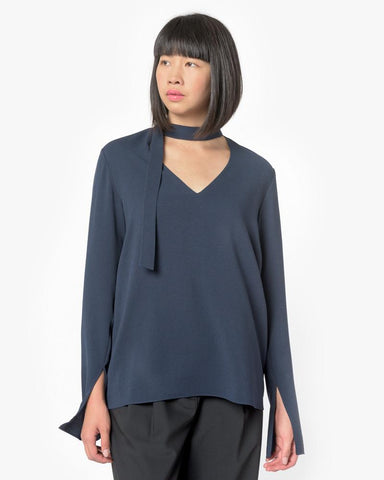 Savanna Crepe V-Neck Tie Top in Midnight Navy by Tibi at Mohawk General Store - 1