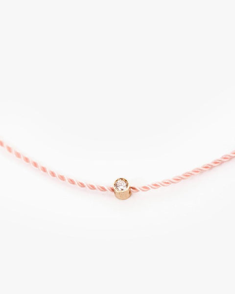Flirty Cord Bracelet with White Diamond in Baby Pink by Hortense at Mohawk General Store - 2