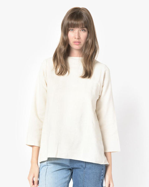 Khue Long Sleeved Layered Top in Cream by Kaarem at Mohawk General Store