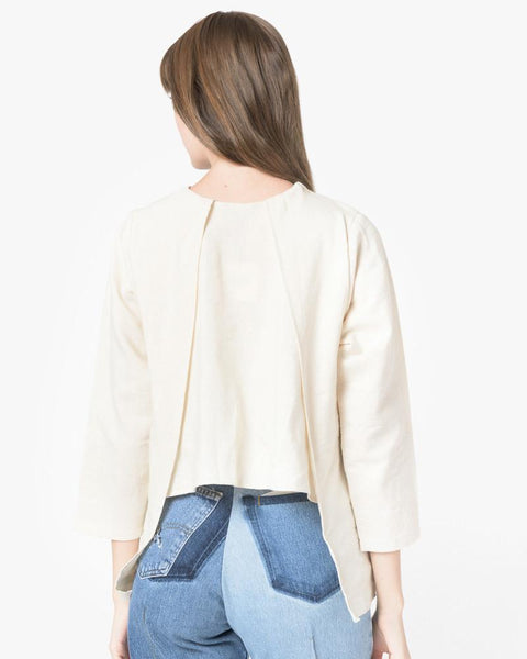 Khue Long Sleeved Layered Top in Cream by Kaarem at Mohawk General Store