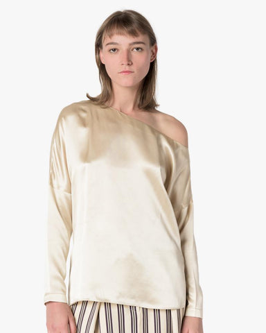 Crepe Satin Asymmetrical Top in Champagne by Tibi at Mohawk General Store