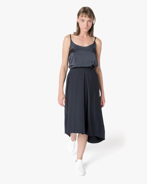 Piece of Ring Pleated Midi-Skirt in Black Blue by Kaarem at Mohawk General Store