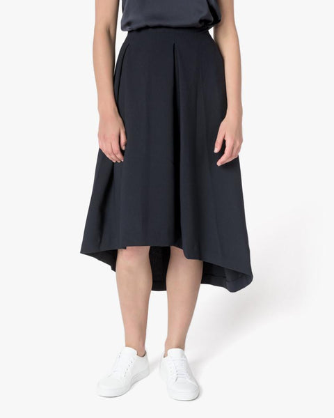 Piece of Ring Pleated Midi-Skirt in Black Blue by Kaarem at Mohawk General Store