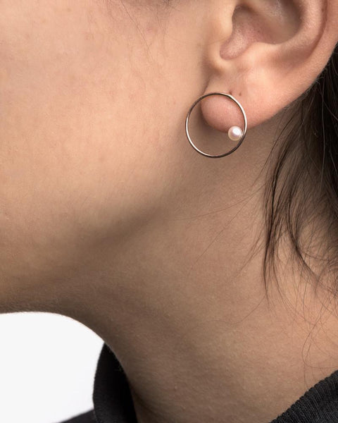 Large O Earring with Pearl in Rose Gold by Hortense at Mohawk General Store