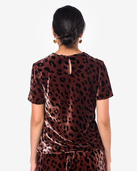 Cheetah Velvet T-Shirt in Rosewood/Navy by Tibi at Mohawk General Store