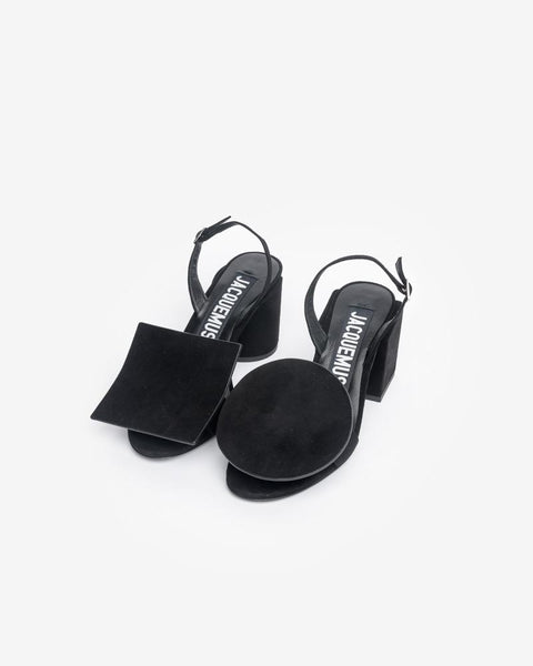 Les Rond Carré Sandals in Black Suede by Jacquemus at Mohawk General Store