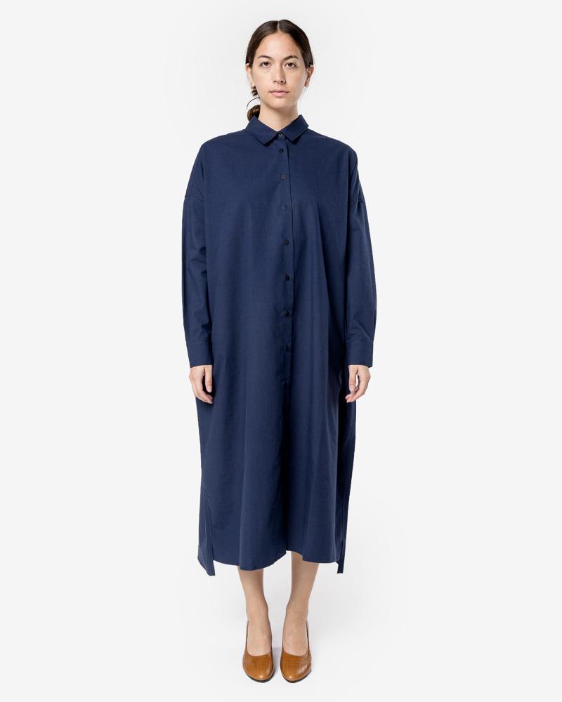 Heavy Long Shirt Dress in Navy