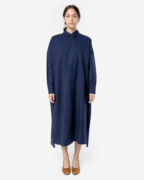 Heavy Long Shirt Dress in Navy