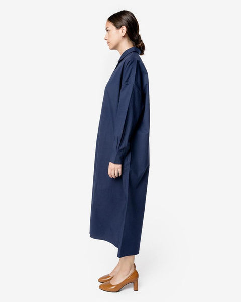 Heavy Long Shirt Dress in Navy