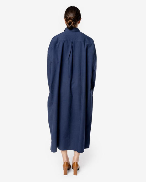 Heavy Long Shirt Dress in Navy