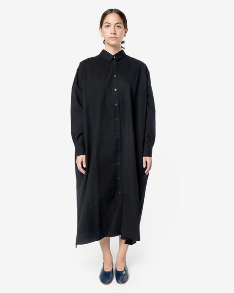 Heavy Long Shirt Dress in Black