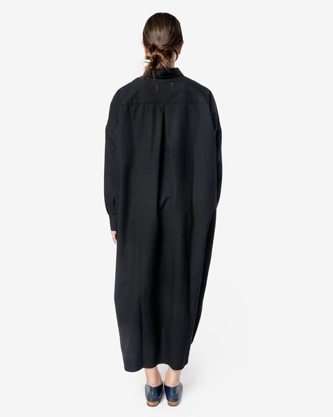 Heavy Long Shirt Dress in Black