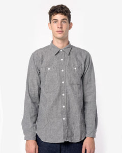 Work Shirt in Grey Herringbone Stripe – minimal-theme-fashion