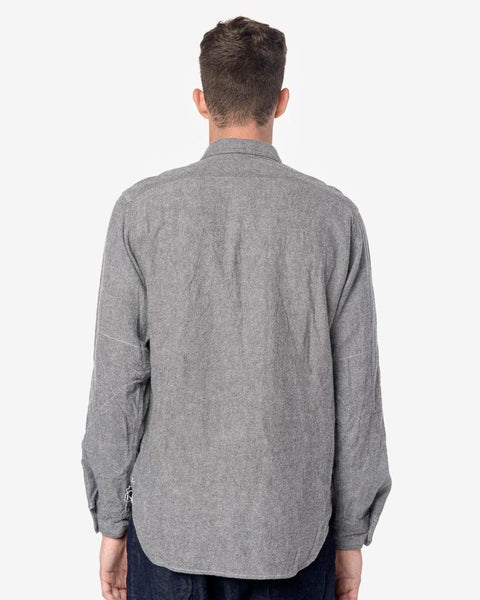 Work Shirt in Grey Herringbone Stripe