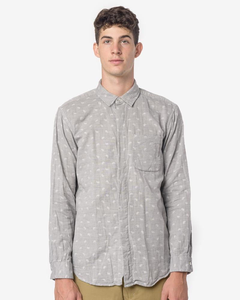 Short Collar Shirt in Heather Grey Paisley