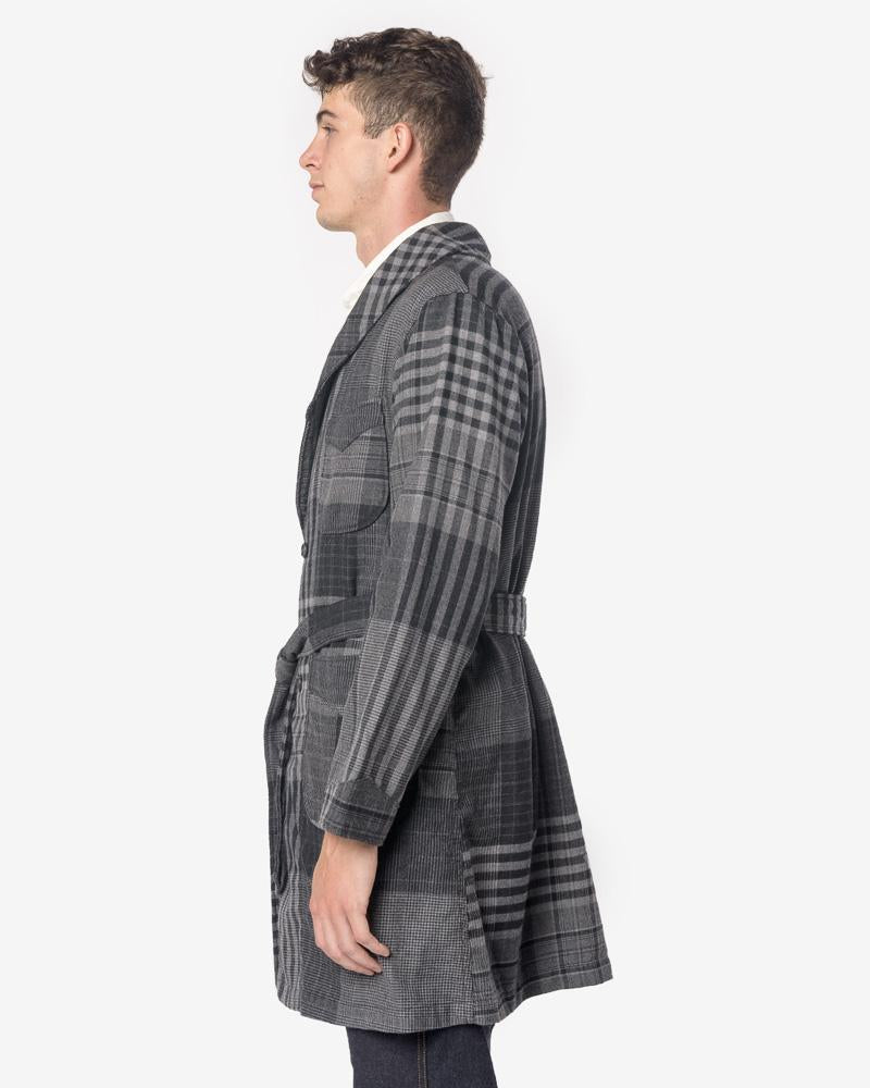 Wool Plaid Robe in Grey/Black – minimal-theme-fashion