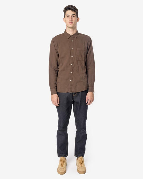 Slim French Seam Vintage Double Gauze Shirt in Brown