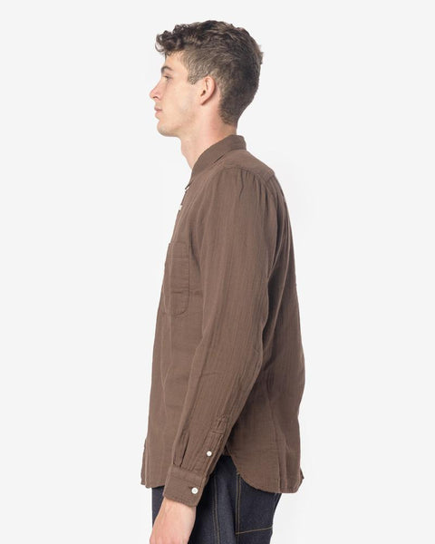 Slim French Seam Vintage Double Gauze Shirt in Brown