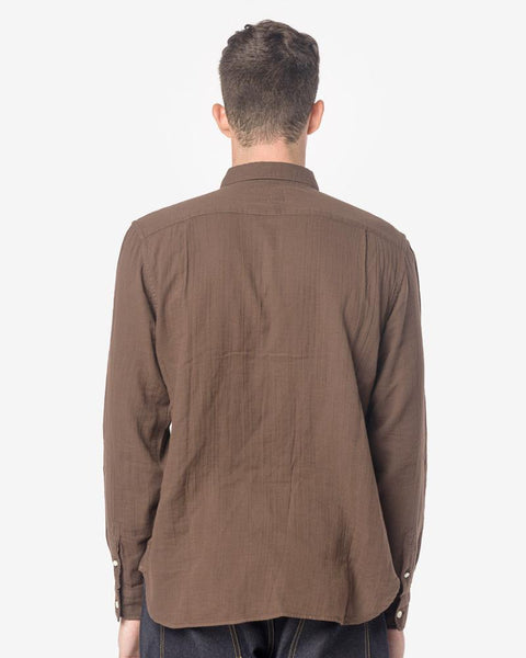 Slim French Seam Vintage Double Gauze Shirt in Brown