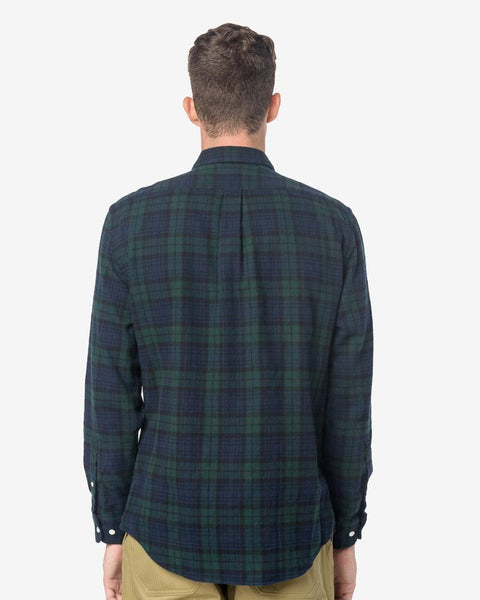 Bonfim Shirt in Plaid Navy/Green by Portuguese Flannel at Mohawk General Store