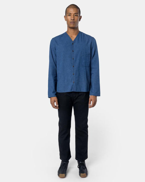 V-Neck Collar Shirt in Light Indigo by Lemaire Mohawk General Store