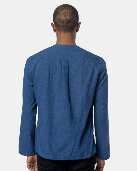 V-Neck Collar Shirt in Light Indigo by Lemaire Mohawk General Store