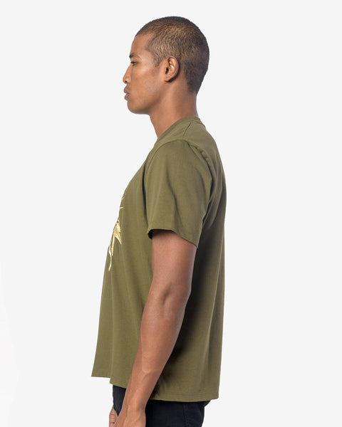 Golden Cactus Box T-Shirt in Army Green