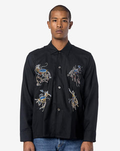 Rodeo Box Shirt in Black Panama