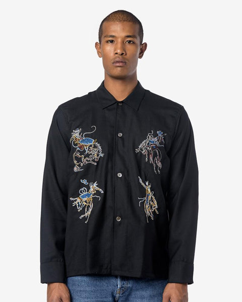 Rodeo Box Shirt in Black Panama