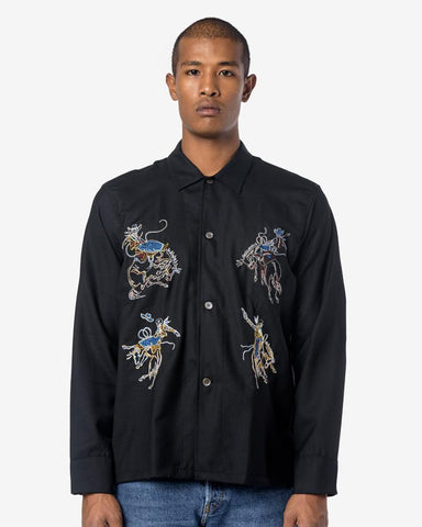 Rodeo Box Shirt in Black Panama