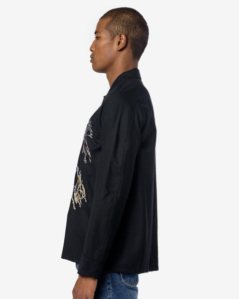 Rodeo Box Shirt in Black Panama