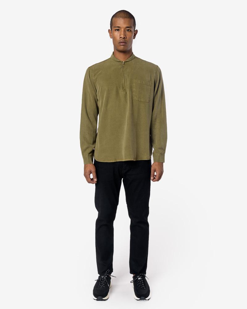 Shawl Zip Shirt in Liquid Grass – minimal-theme-fashion