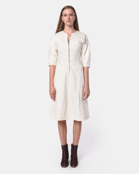 Fernwood Fit-Flare Dress in Cream by Apiece Apart Mohawk General Store