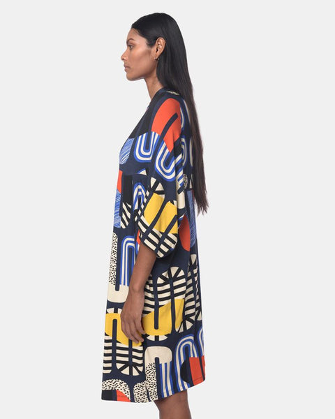 Pure Jersey Dress in Whoop Print Blue Loop
