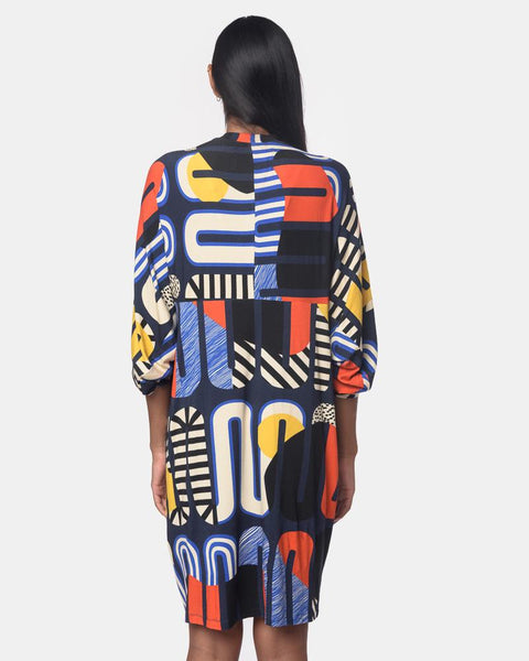 Pure Jersey Dress in Whoop Print Blue Loop