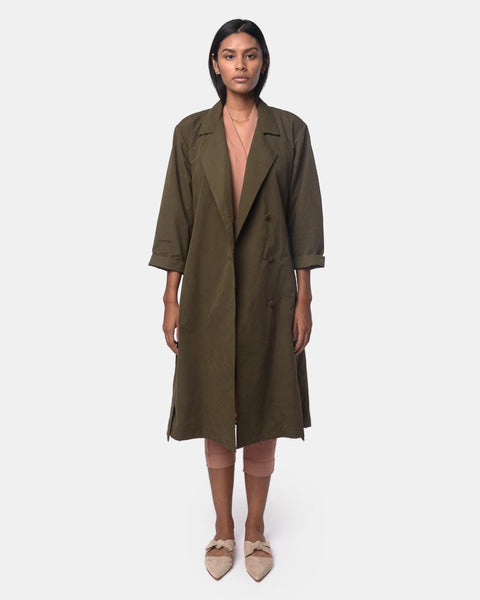 Trench Coat in Olive Brown