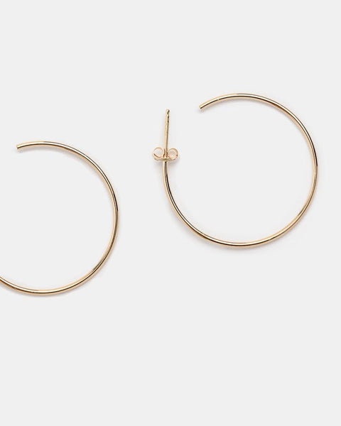 Medium Thread Arc Hoops in 14k Gold