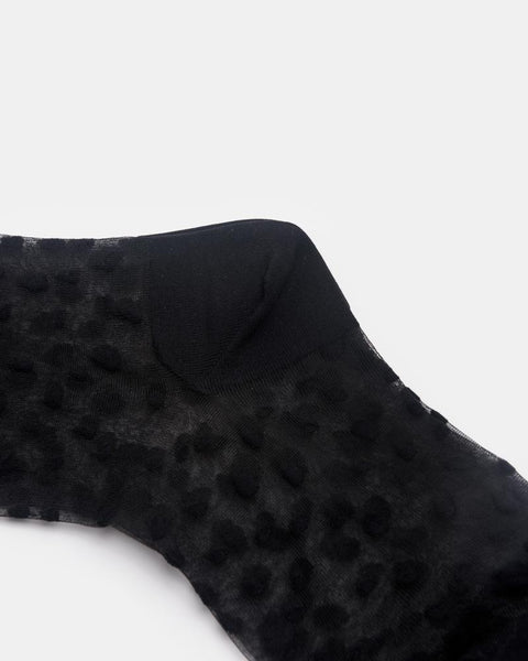 Tulle Dalmatian Sheer Socks in Black