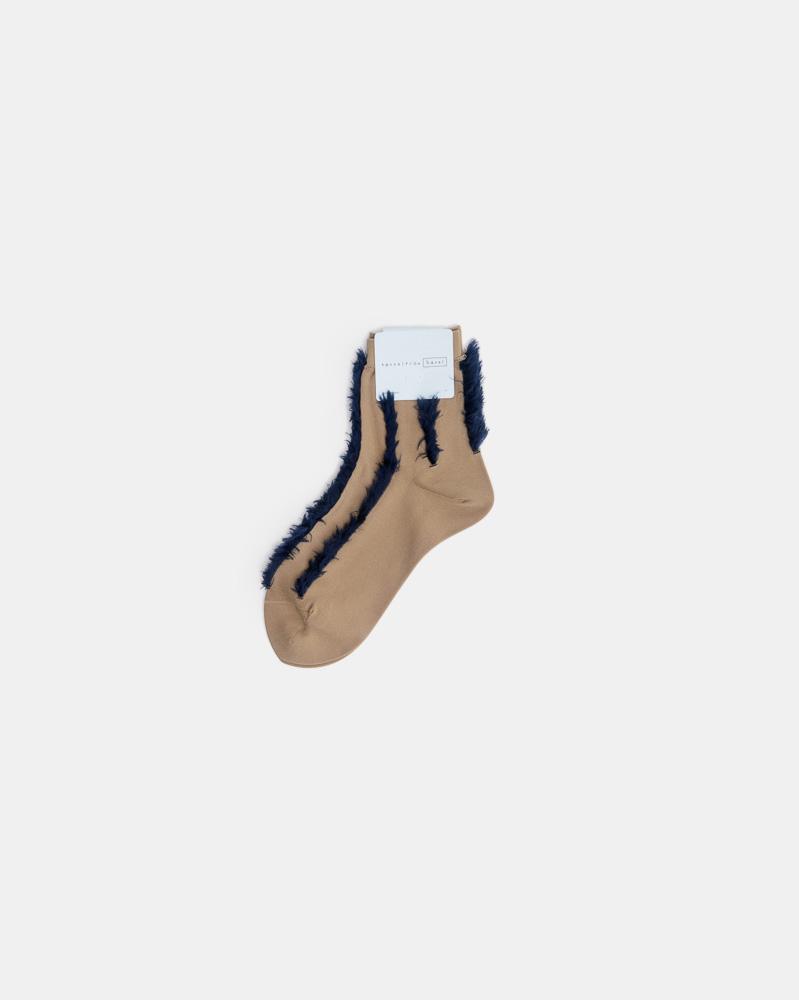 Hairy Short Crew Socks in Beige