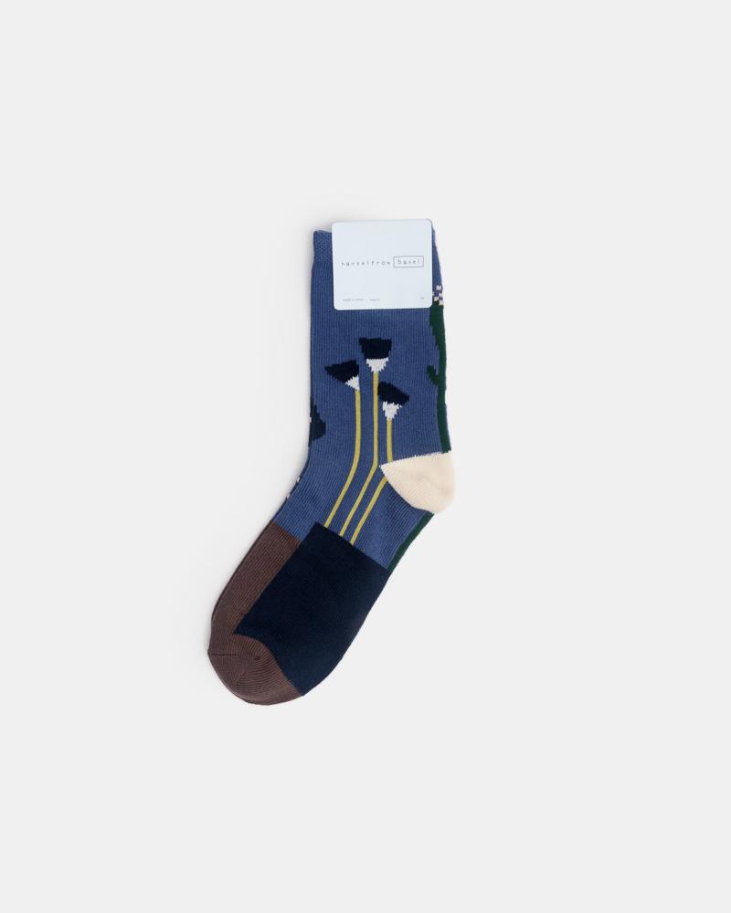 Stems Crew Socks in Denim Blue