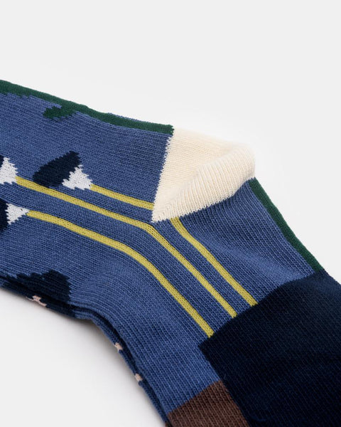 Stems Crew Socks in Denim Blue