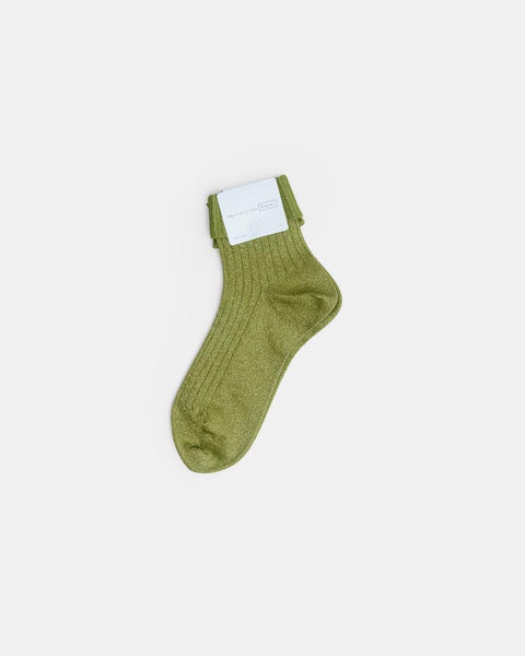 Sparkly Rib Crew Socks in Green