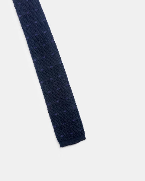 Knit Tie in Navy Polka Dot