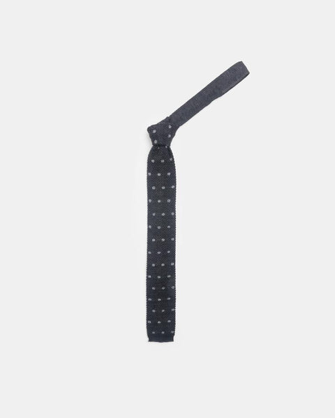 Knit Tie in Charcoal Polka Dot