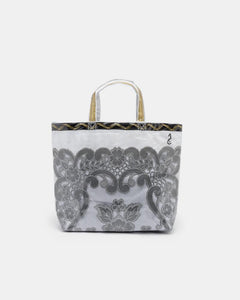 Tote Bag in White with Lace Appliqué